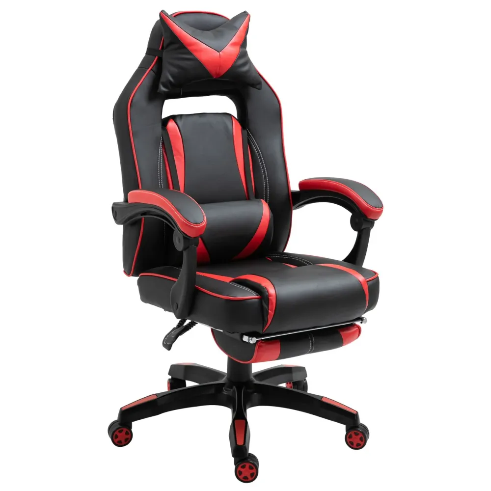 EASYCOMFORT Sedie da Gaming Sedie da ufficio ergonomiche con Rotelle Ecopelle, Rosso e Nero