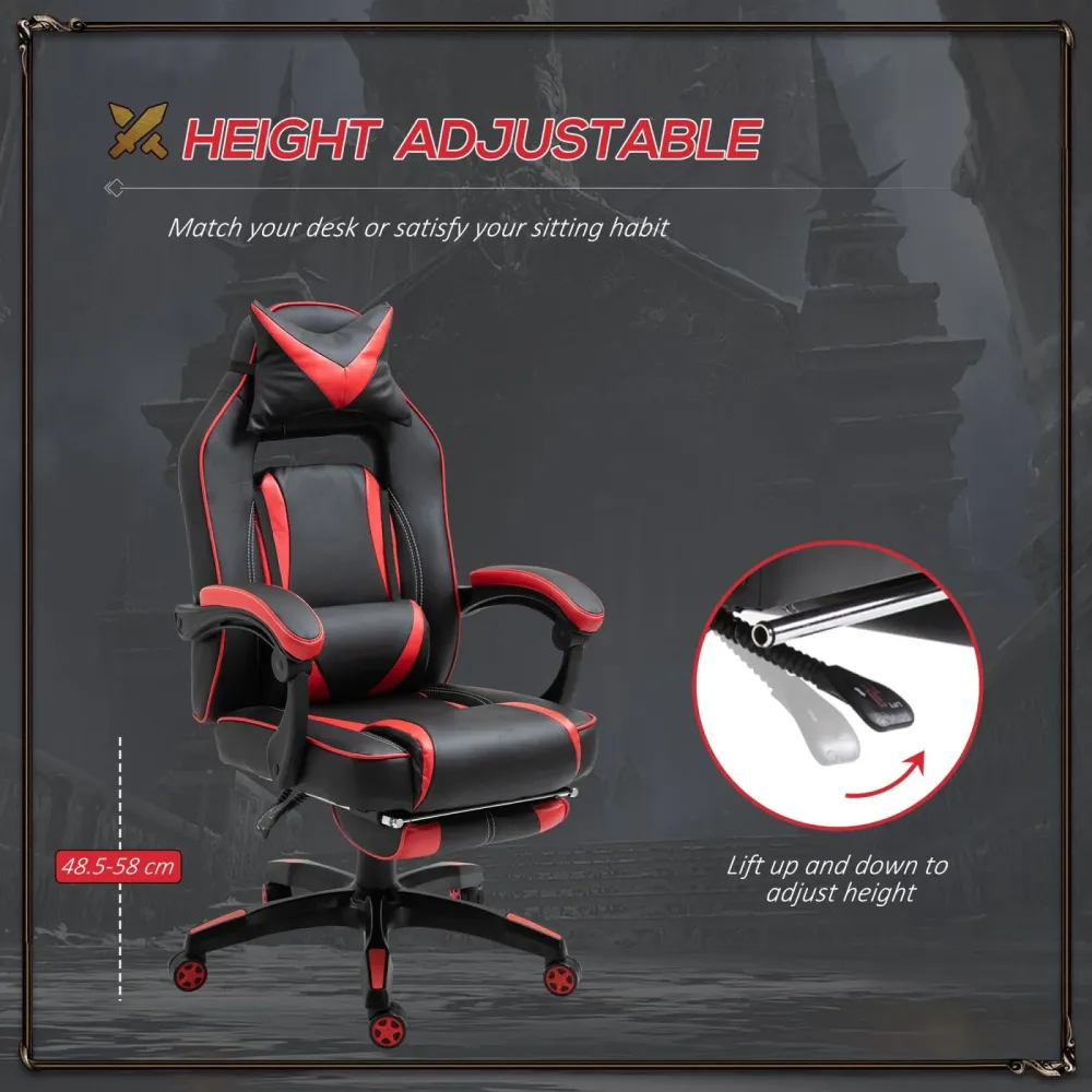 EASYCOMFORT Sedie da Gaming Sedie da ufficio ergonomiche con Rotelle Ecopelle, Rosso e Nero
