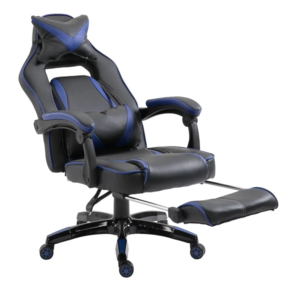 EASYCOMFORT Sedie da ufficio sedia da gaming sedia da scrivania ergonomiche con Rotelle Ecopelle, Blu e Nero