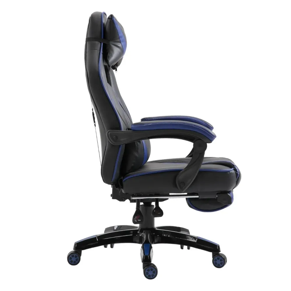 EASYCOMFORT Sedie da ufficio sedia da gaming sedia da scrivania ergonomiche con Rotelle Ecopelle, Blu e Nero