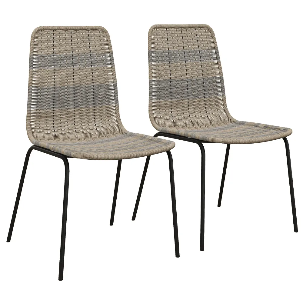 EasyComfort Set 2 Sedie da Giardino e Interno Stile Boho con Schienale Basso e Rivestimento Rattan PE, Giallo
