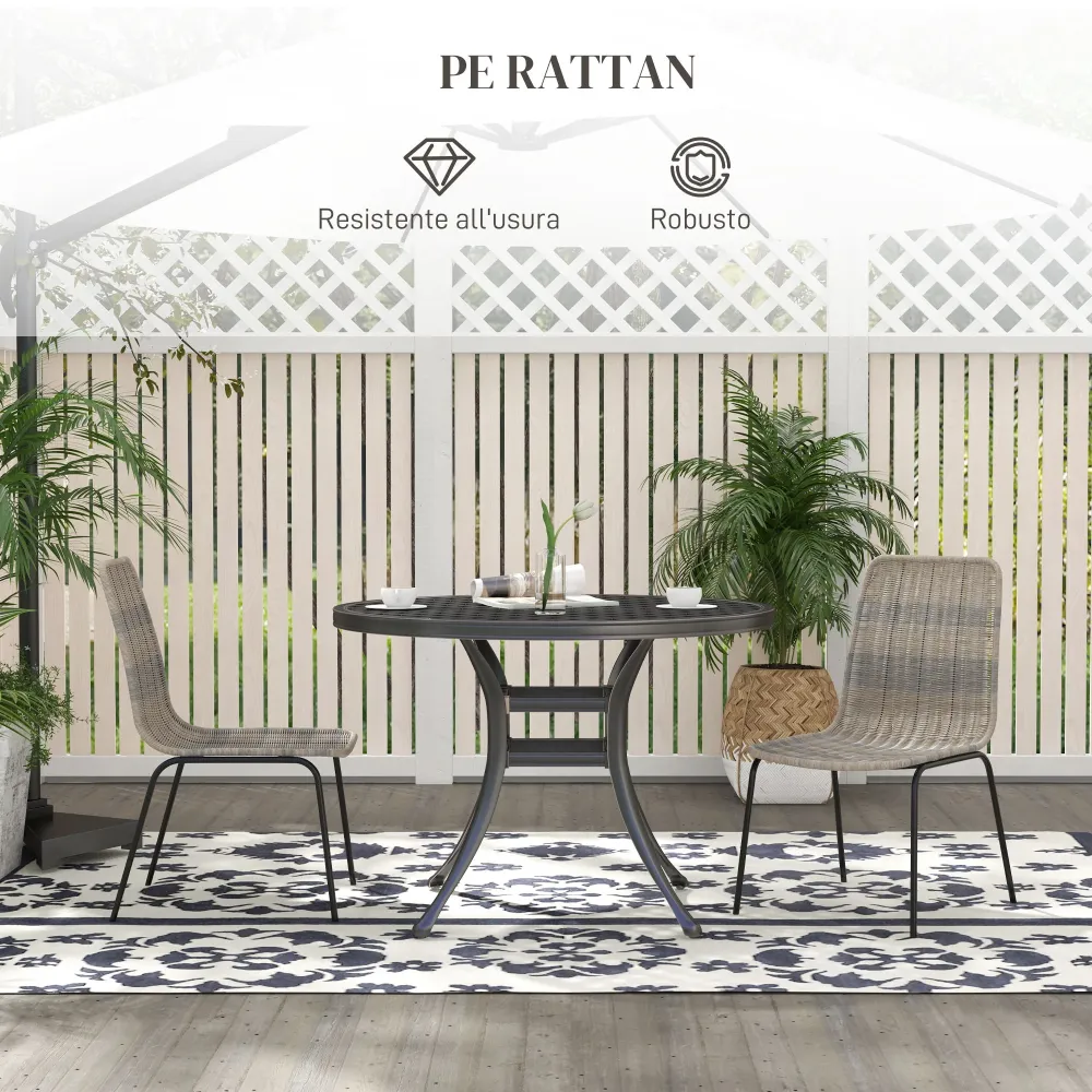 EasyComfort Set 2 Sedie da Giardino e Interno Stile Boho con Schienale Basso e Rivestimento Rattan PE, Giallo