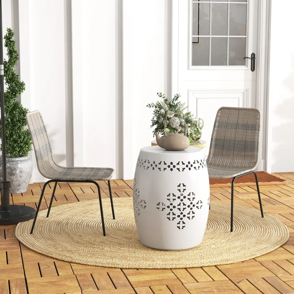 EasyComfort Set 2 Sedie da Giardino e Interno Stile Boho con Schienale Basso e Rivestimento Rattan PE, Giallo