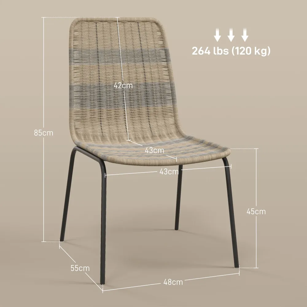EasyComfort Set 2 Sedie da Giardino e Interno Stile Boho con Schienale Basso e Rivestimento Rattan PE, Giallo