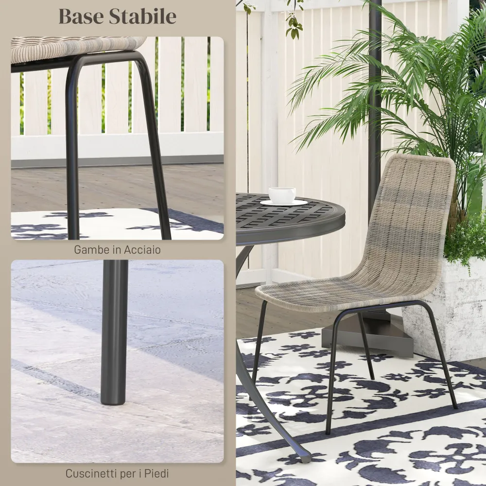 EasyComfort Set 2 Sedie da Giardino e Interno Stile Boho con Schienale Basso e Rivestimento Rattan PE, Giallo
