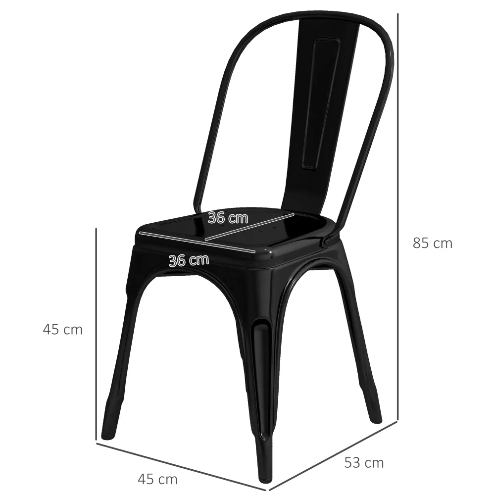 EasyComfort Set da 4 Sedie Impilabili Moderno per sale da pranzo, soggiorni, locali o bar, Stile Industriale Acciaio, 53x4...