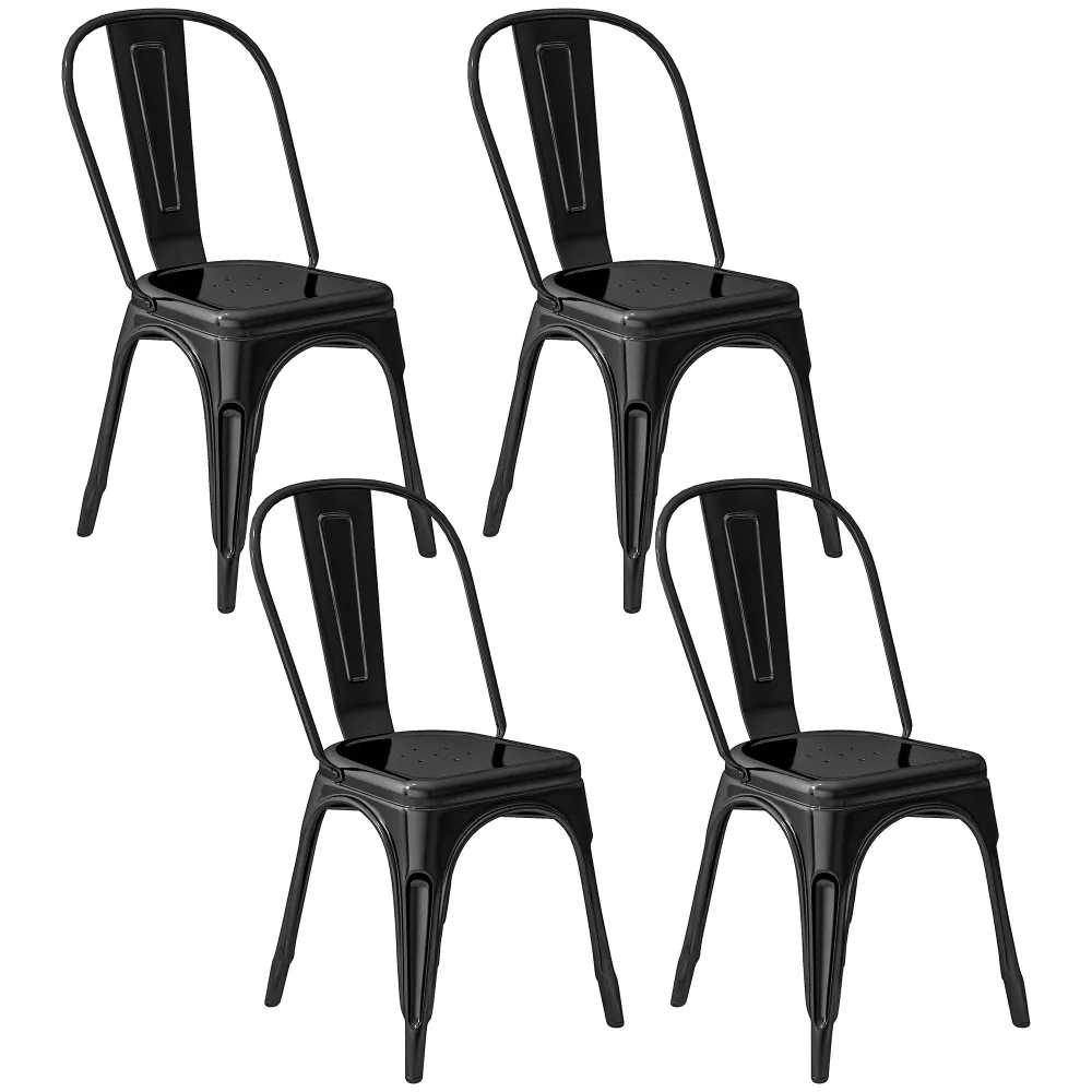 EasyComfort Set da 4 Sedie Impilabili Moderno per sale da pranzo, soggiorni, locali o bar, Stile Industriale Acciaio, 53x4...