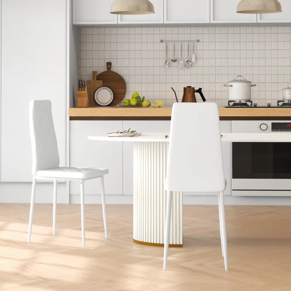 EasyComfort Set di 2 Sedie Moderne imbottite da Pranzo con Schienale Alto, Pelle e Acciaio,rivestimento polvere, 41x50x97...