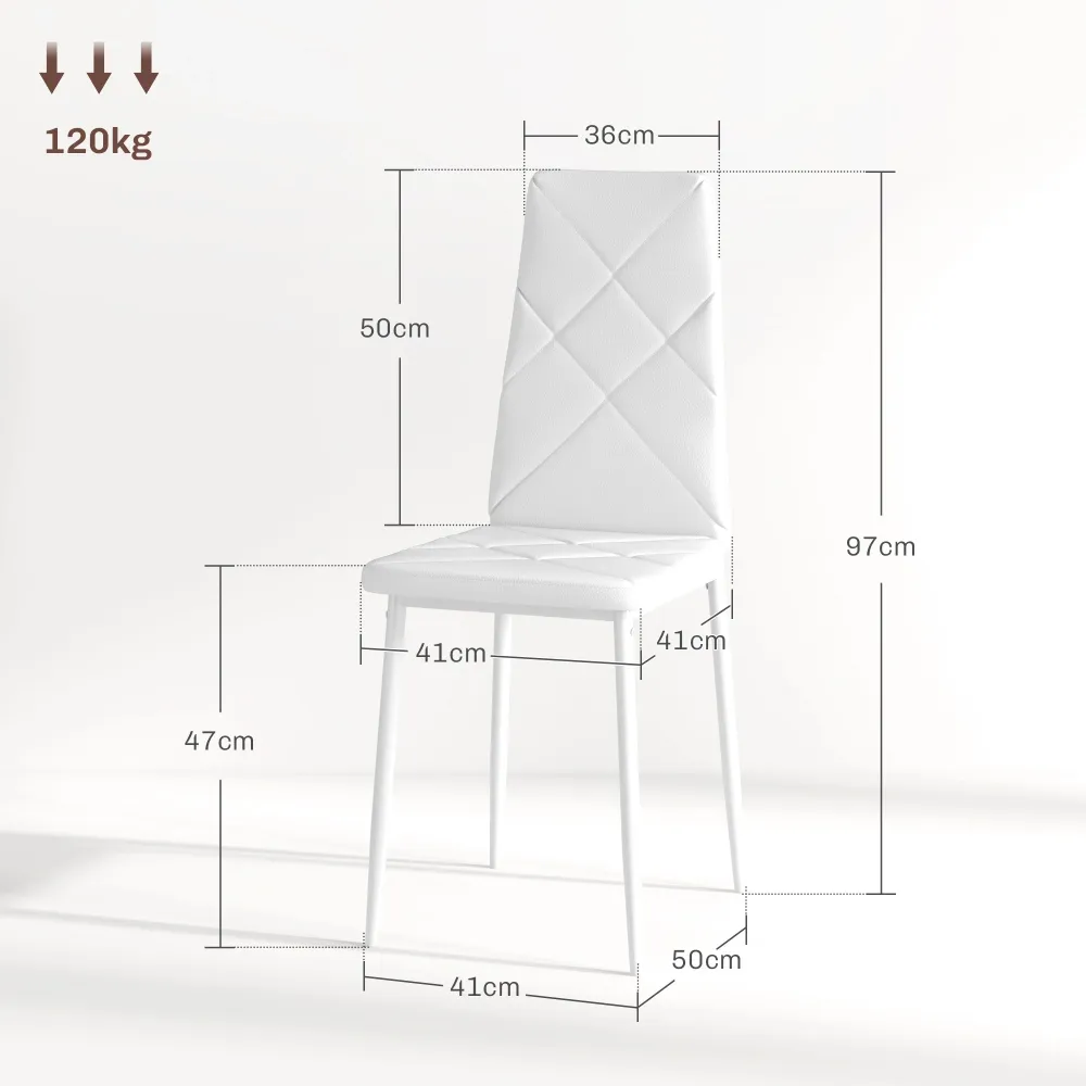 EasyComfort Set di 2 Sedie Moderne imbottite da Pranzo con Schienale Alto, Pelle e Acciaio,rivestimento polvere, 41x50x97...