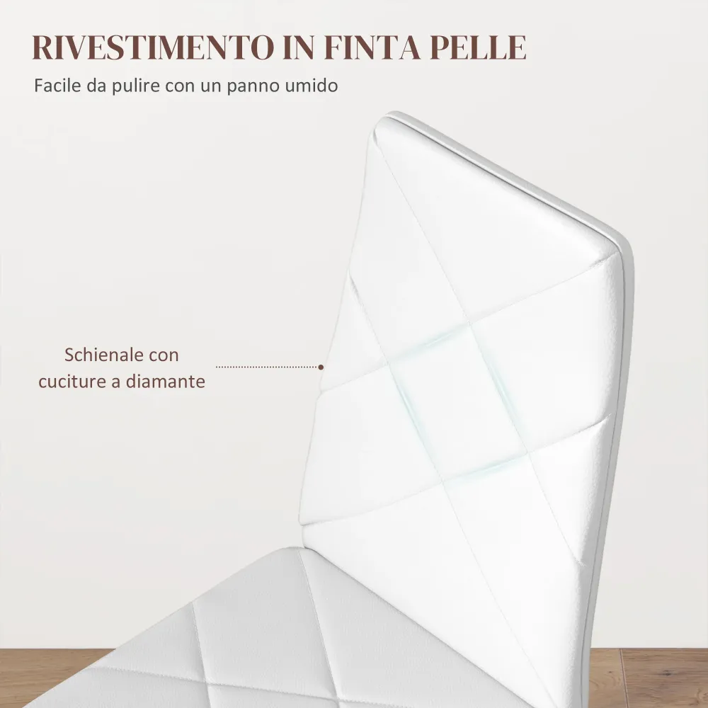 EasyComfort Set di 2 Sedie Moderne imbottite da Pranzo con Schienale Alto, Pelle e Acciaio,rivestimento polvere, 41x50x97...