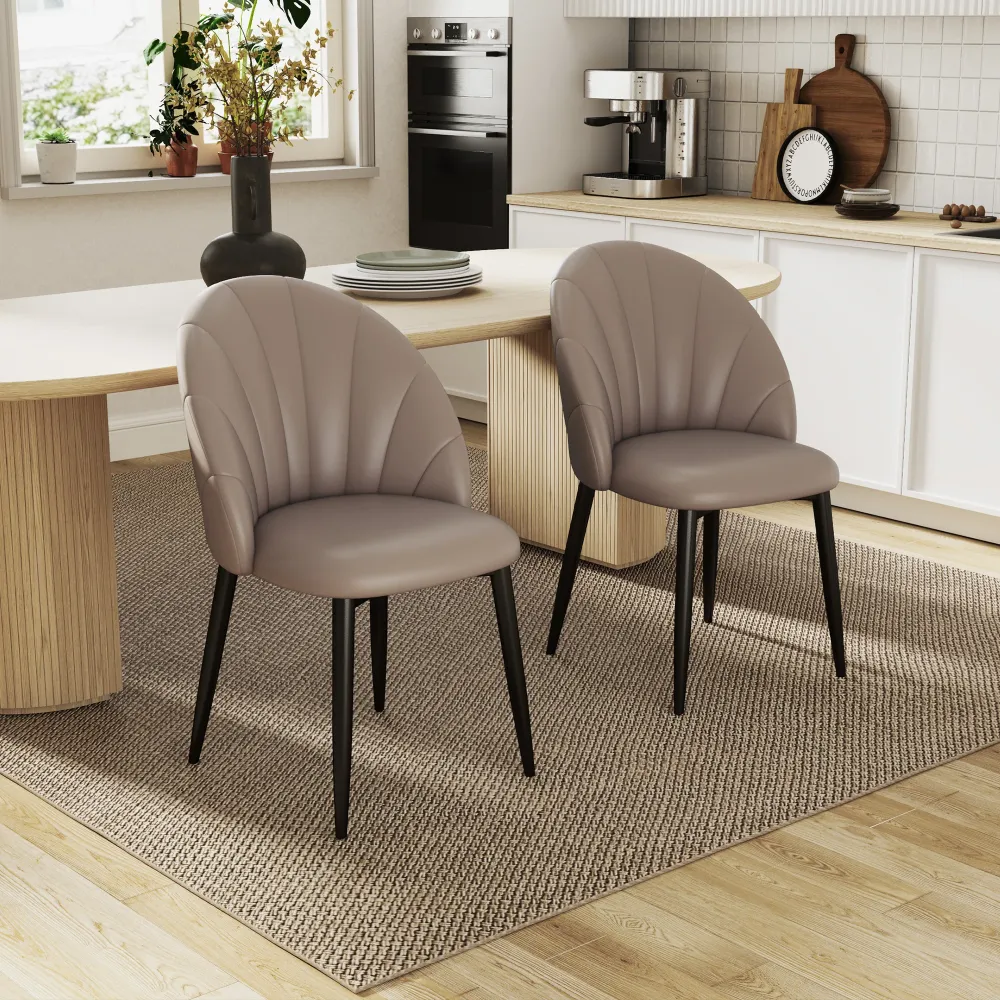 EasyComfort Set 2 Sedie Moderne per Cucina e Soggiorno da Pranzo con schienale conchiglia e cuciture decorative, 52x54x79c...
