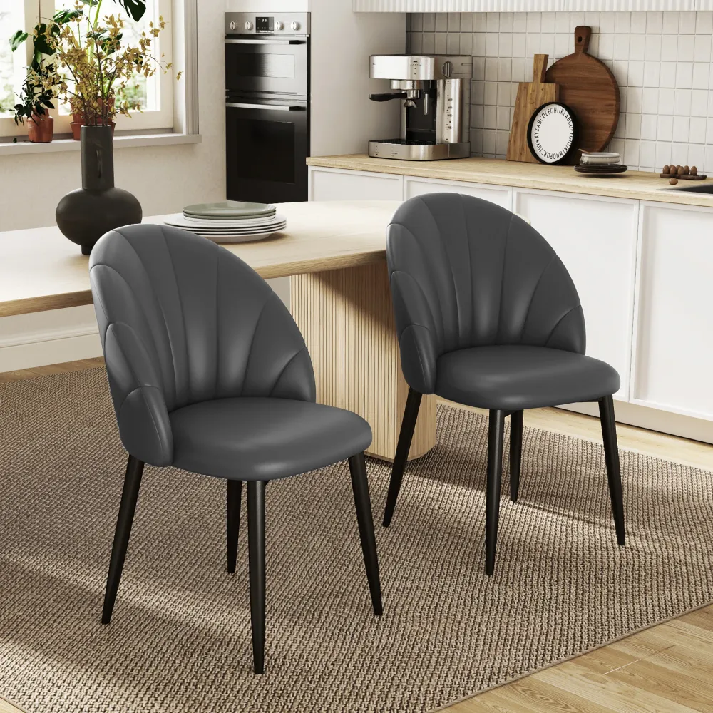 EasyComfort Set 2 Sedie Moderne per Cucina e Soggiorno da Pranzo con schienale conchiglia e cuciture decorative, 52x54x79c...