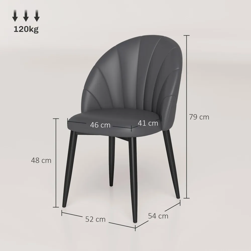 EasyComfort Set 2 Sedie Moderne per Cucina e Soggiorno da Pranzo con schienale conchiglia e cuciture decorative, 52x54x79c...