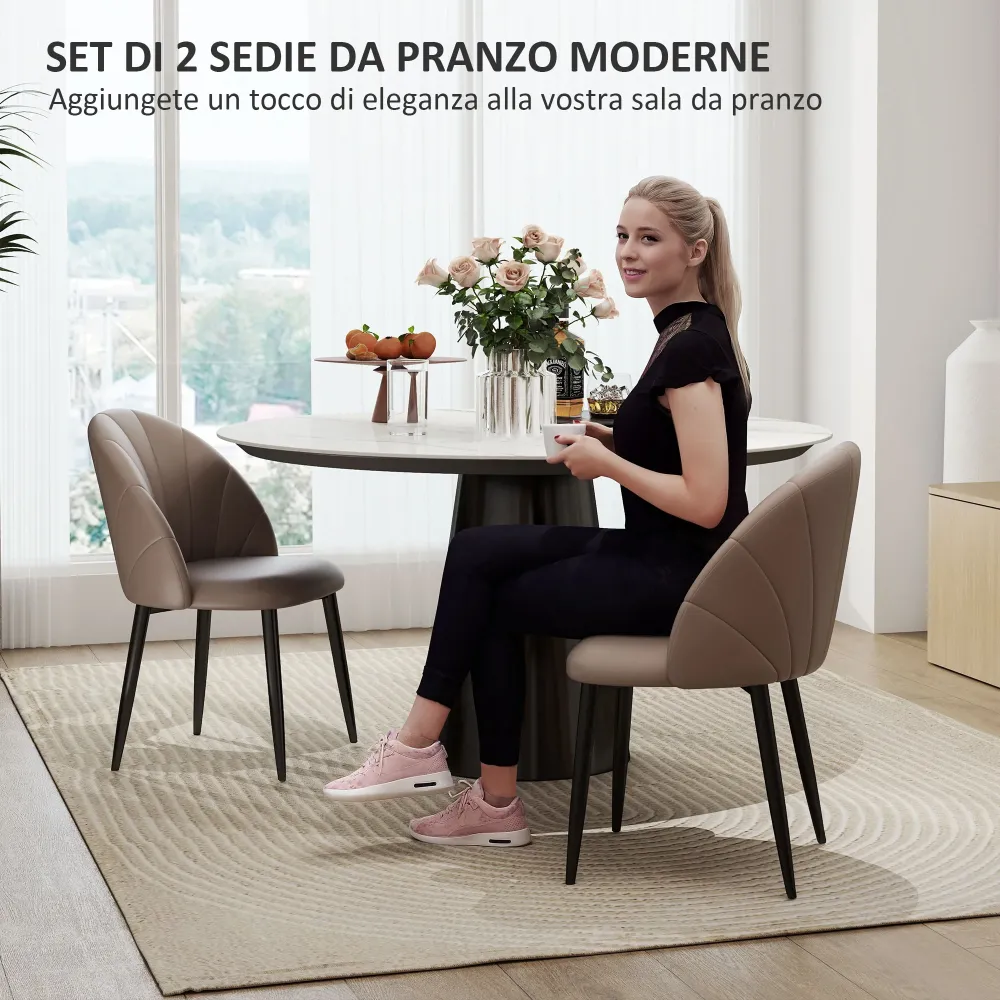 EasyComfort Set 2 Sedie Moderne per Cucina e Soggiorno da Pranzo con schienale conchiglia e cuciture decorative, 52x54x79c...