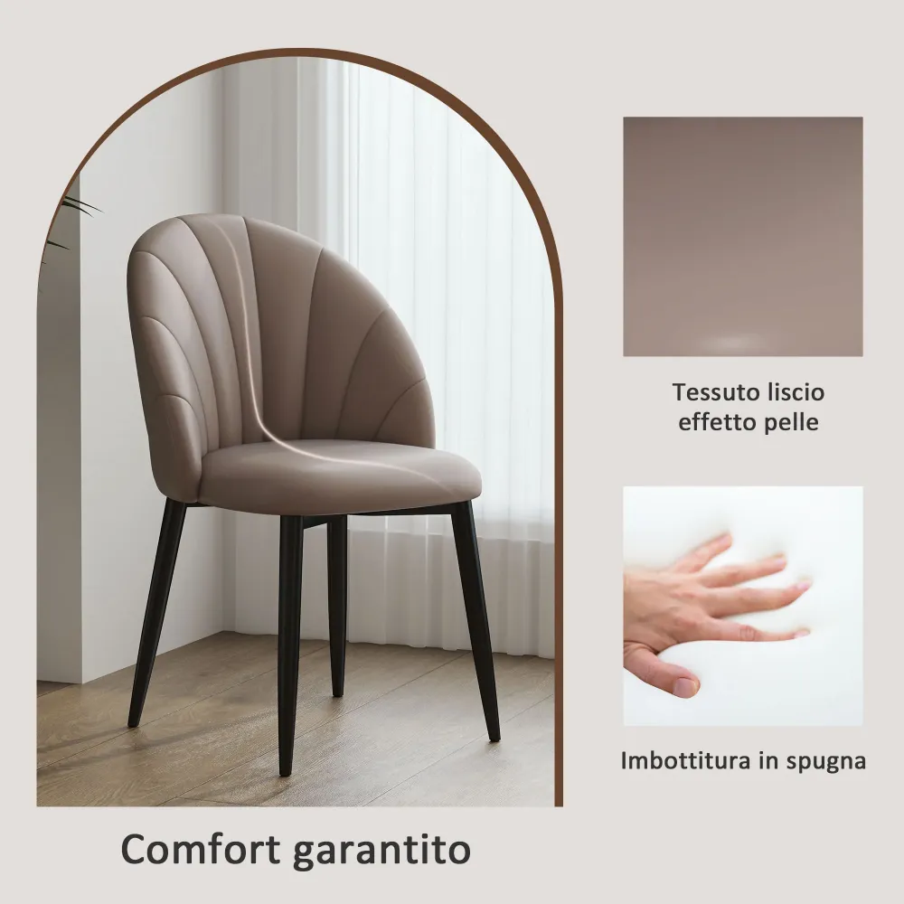 EasyComfort Set 2 Sedie Moderne per Cucina e Soggiorno da Pranzo con schienale conchiglia e cuciture decorative, 52x54x79c...