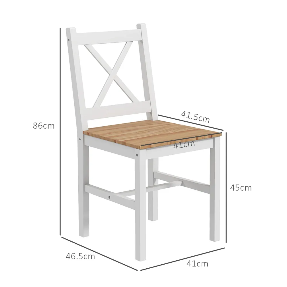EasyComfort Set 4 Sedie per Cucina e Soggiorno con Schienale Croce, Legno di Pino, 41x46.5x86 cm
