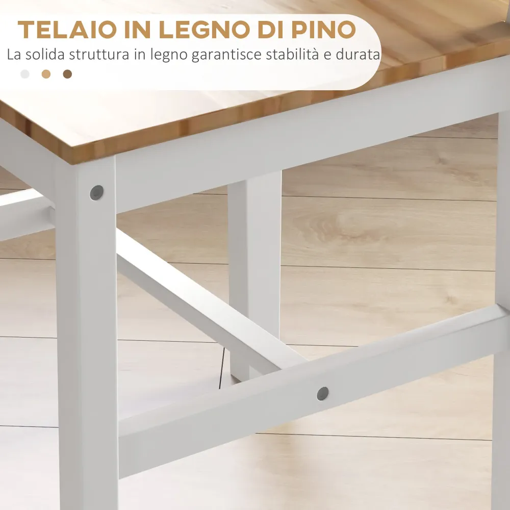 EasyComfort Set 4 Sedie per Cucina e Soggiorno con Schienale Croce, Legno di Pino, 41x46.5x86 cm