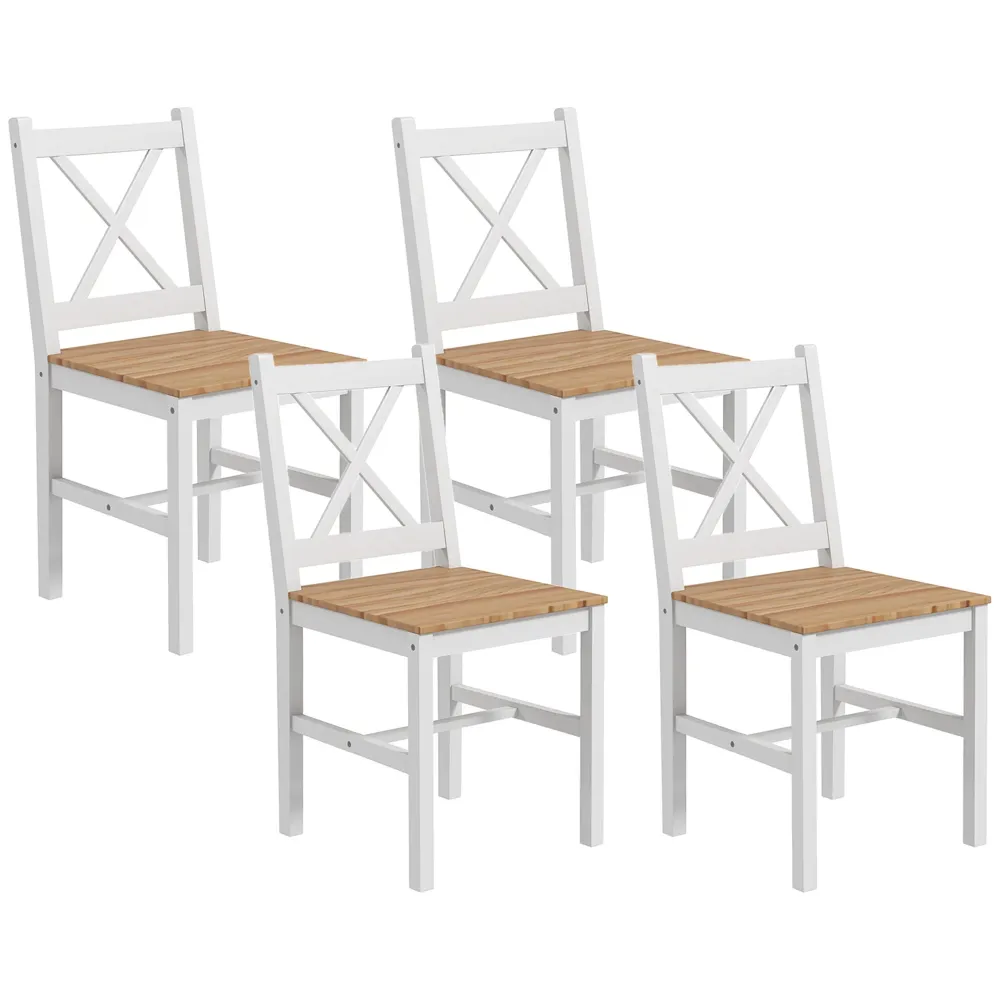 EasyComfort Set 4 Sedie per Cucina e Soggiorno con Schienale Croce, Legno di Pino, 41x46.5x86 cm