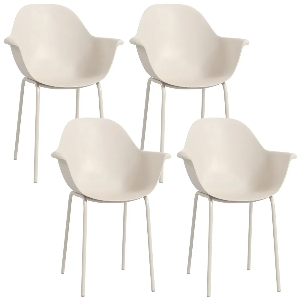 EasyComfort Set 4 Sedie Plastica con Piedini Antiscivolo, 59x55x84 cm, Grigio