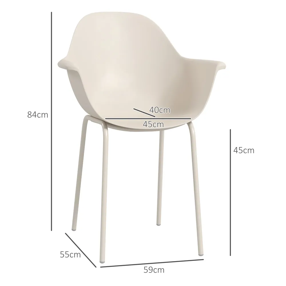 EasyComfort Set 4 Sedie Plastica con Piedini Antiscivolo, 59x55x84 cm, Grigio