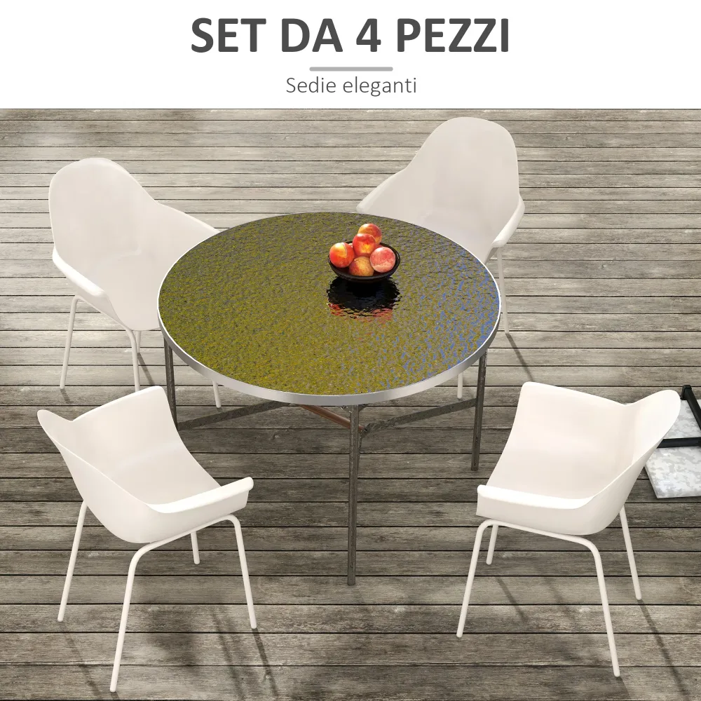 EasyComfort Set 4 Sedie Plastica con Piedini Antiscivolo, 59x55x84 cm, Grigio