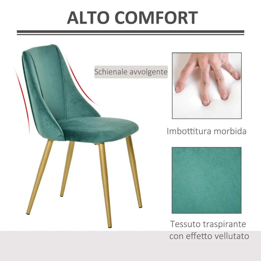 EasyComfort Set 2 Sedie da Pranzo Moderne e Imbottite da Salotto, per Soggiorno e Cucina, schienali ergonomici e gambe leg...