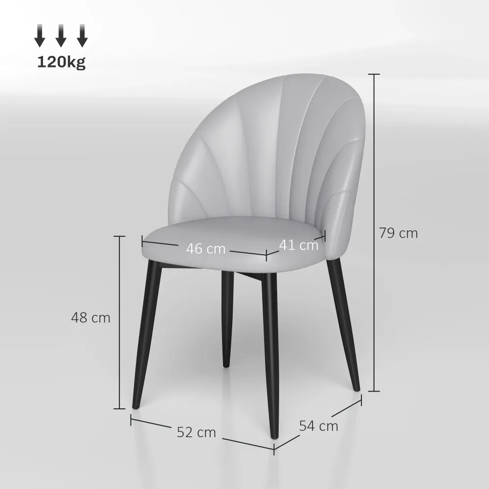 EasyComfort Set 2 Sedie da Pranzo Moderne per Cucina e Soggiorno con schienale conchiglia e cuciture decorative, 52x54x79c...