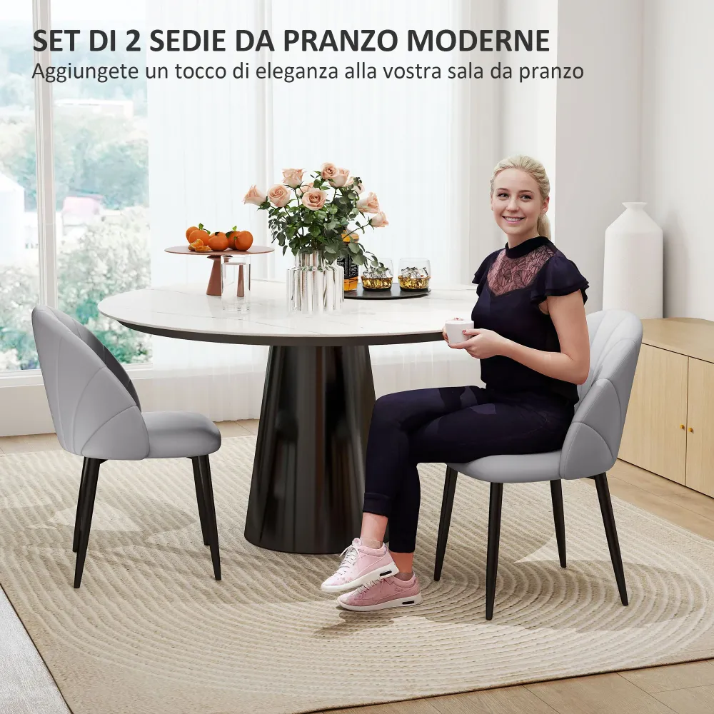 EasyComfort Set 2 Sedie da Pranzo Moderne per Cucina e Soggiorno con schienale conchiglia e cuciture decorative, 52x54x79c...