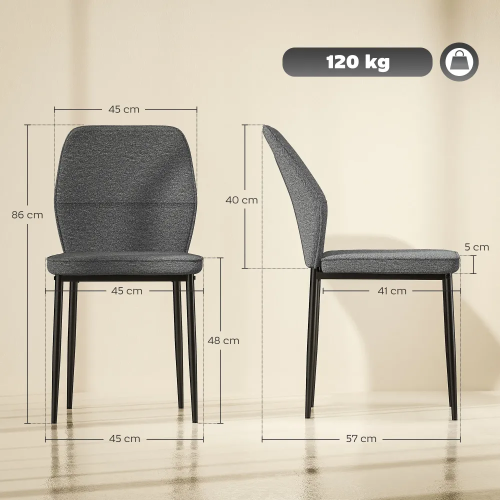EasyComfort Set 2 Sedie da Pranzo Moderno con Schienale Ergonomico Senza Braccioli, gambe acciaio e Sedie velluto versatil...