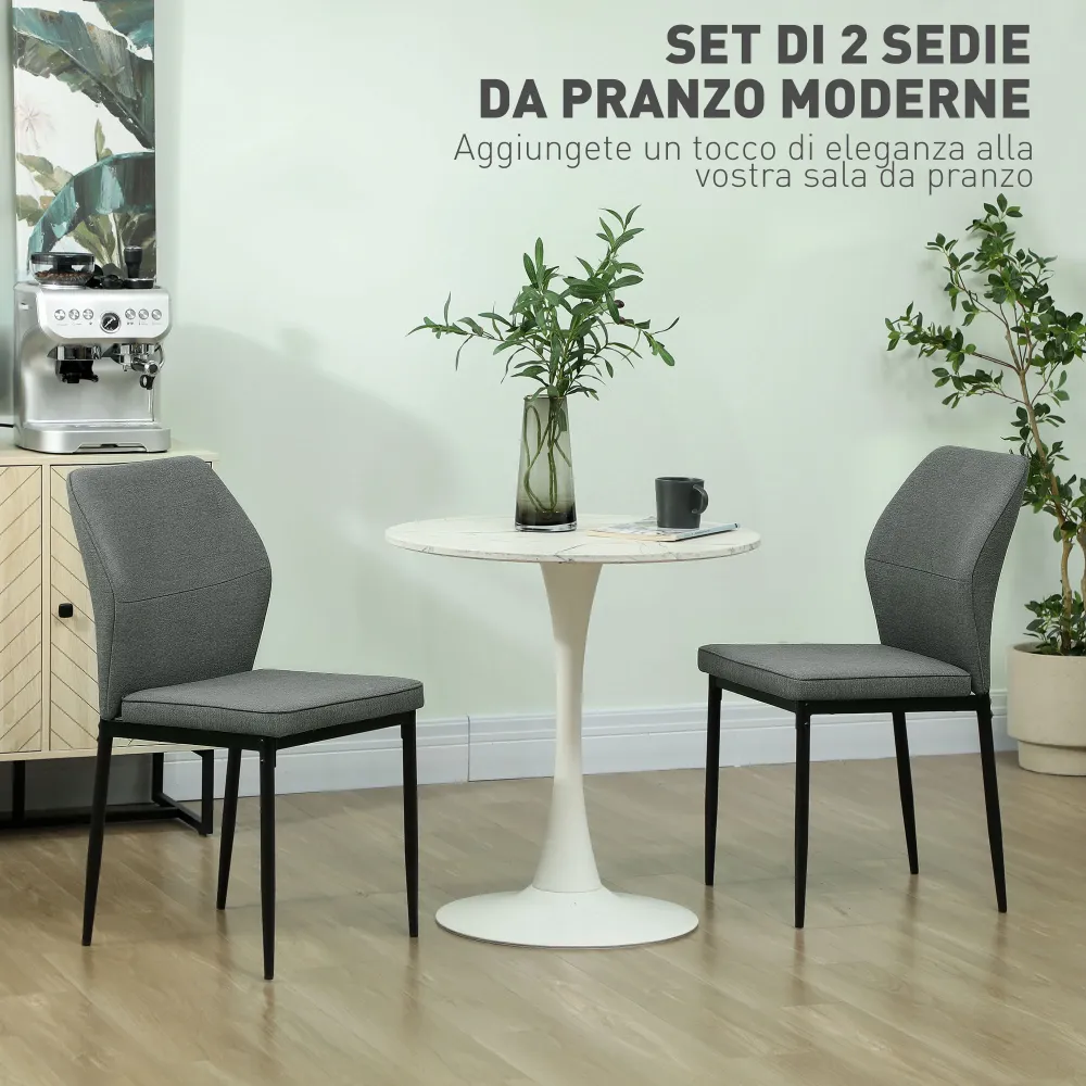 EasyComfort Set 2 Sedie da Pranzo Moderno con Schienale Ergonomico Senza Braccioli, gambe acciaio e Sedie velluto versatil...
