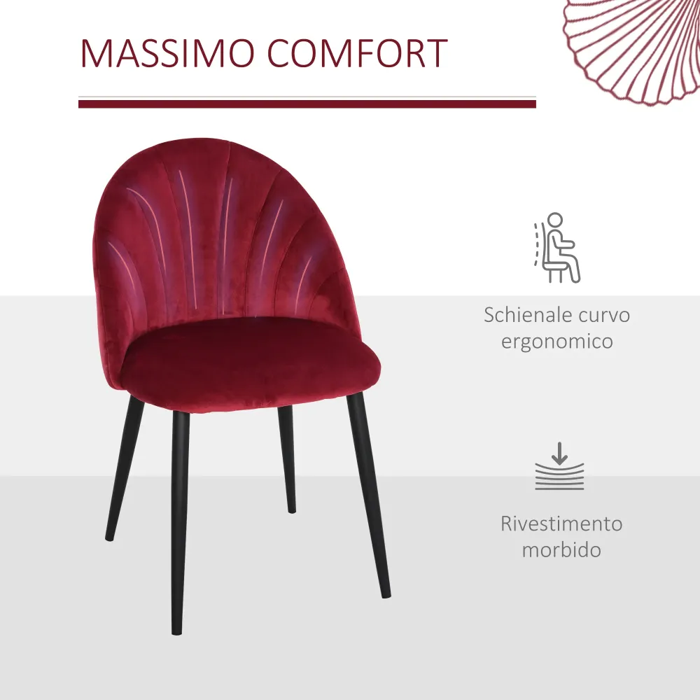 Easycomfort Set 2 Sedie Sala da Pranzo Imbottite con Design Nordico ed Ergonomico, Sedie da Cucina e soggiorno Metallo e V...