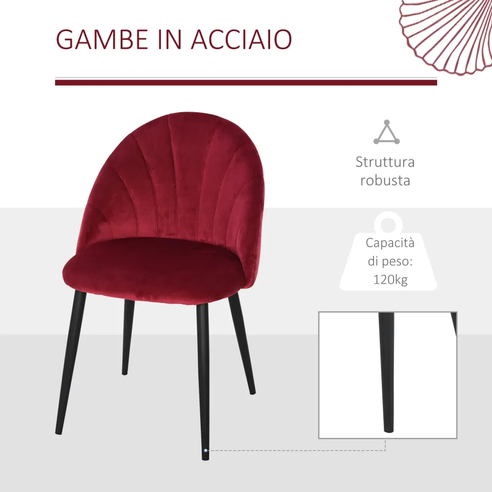 Easycomfort Set 2 Sedie Sala da Pranzo Imbottite con Design Nordico ed Ergonomico, Sedie da Cucina e soggiorno Metallo e V...