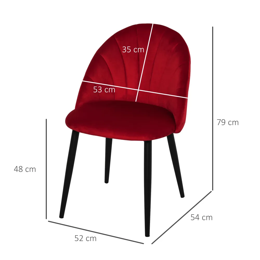 Easycomfort Set di 2 Sedie Sala da Pranzo, Sedie Cucina Moderne con Schienale Conchiglia e Gambe Metallo, Sedia Velluto co...