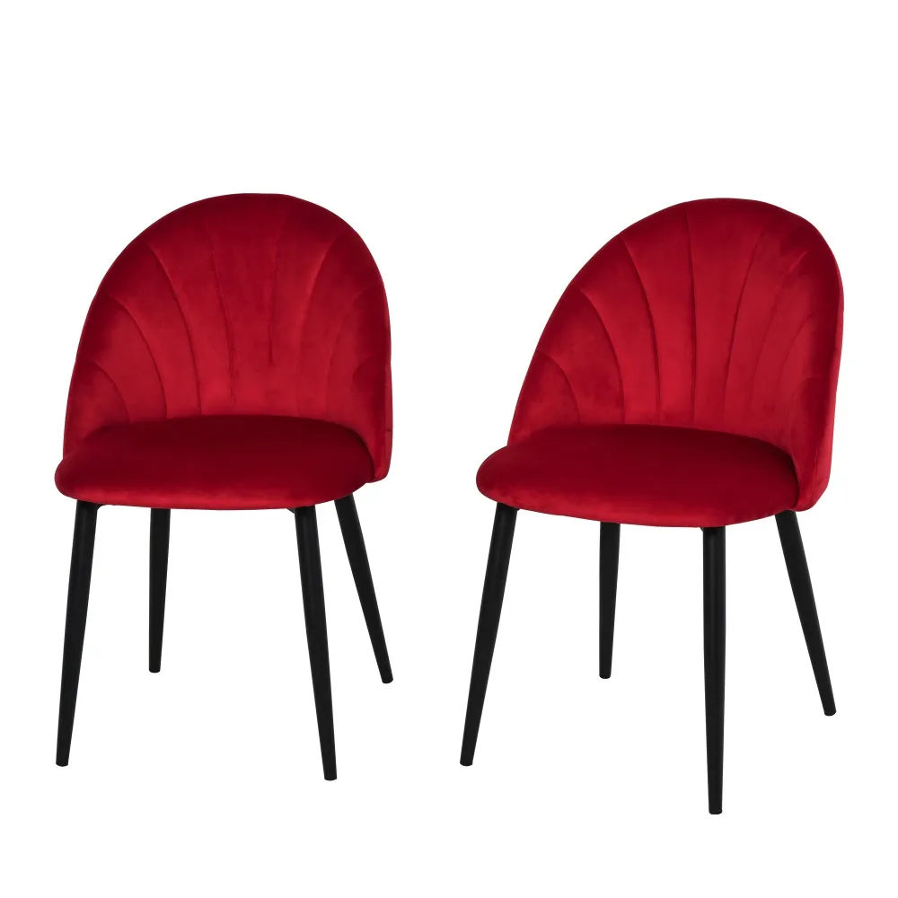 Easycomfort Set di 2 Sedie Sala da Pranzo, Sedie Cucina Moderne con Schienale Conchiglia e Gambe Metallo, Sedia Velluto co...