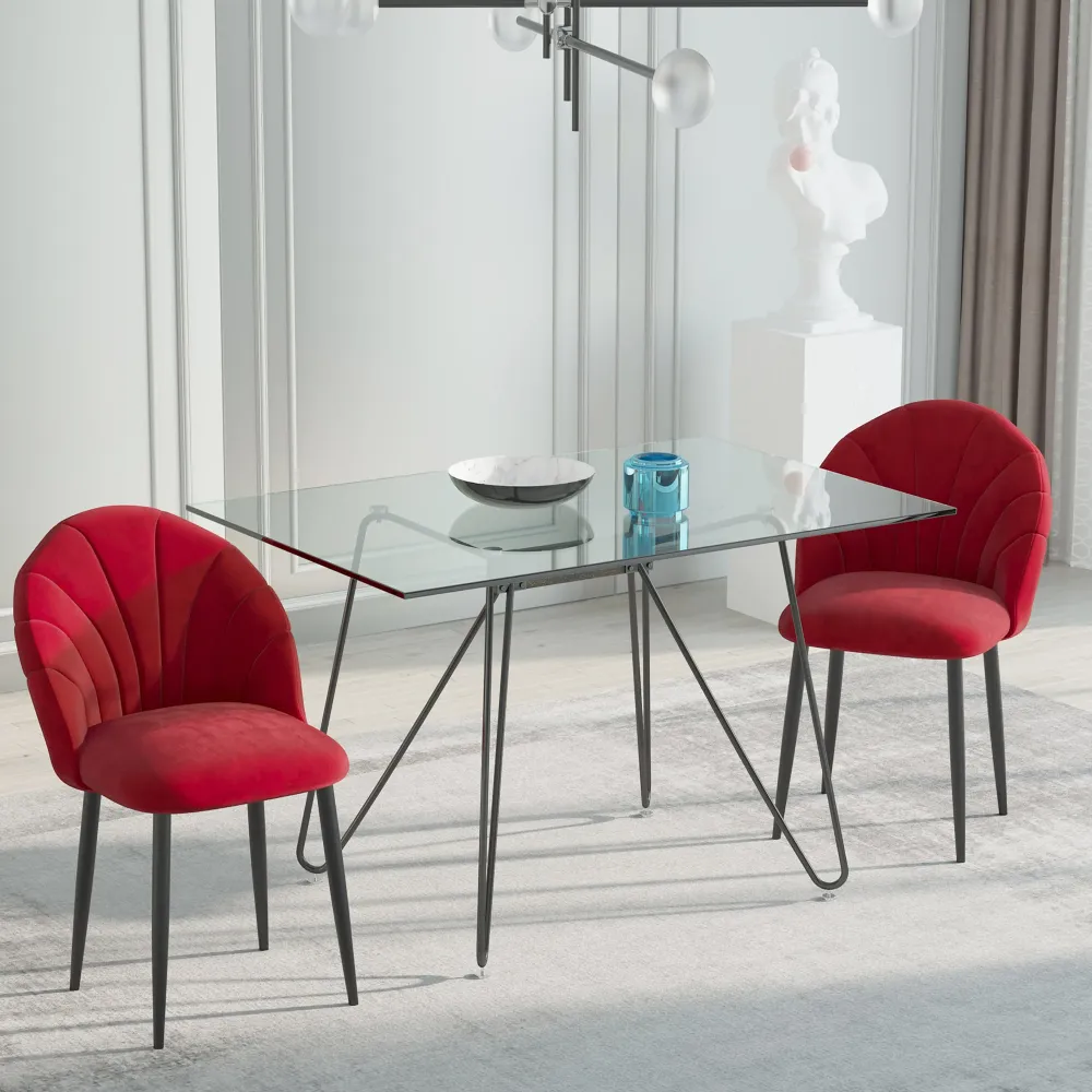 Easycomfort Set di 2 Sedie Sala da Pranzo, Sedie Cucina Moderne con Schienale Conchiglia e Gambe Metallo, Sedia Velluto co...