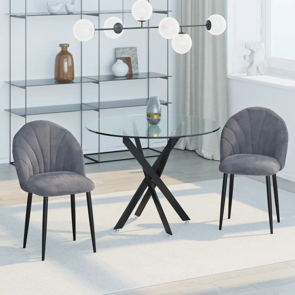 Easycomfort Set 2 Sedie Sala da Pranzo e Soggiorno Imbottite, Design Nordico ed Ergonomico Metallo e Velluto, 52x54x79 cm,...