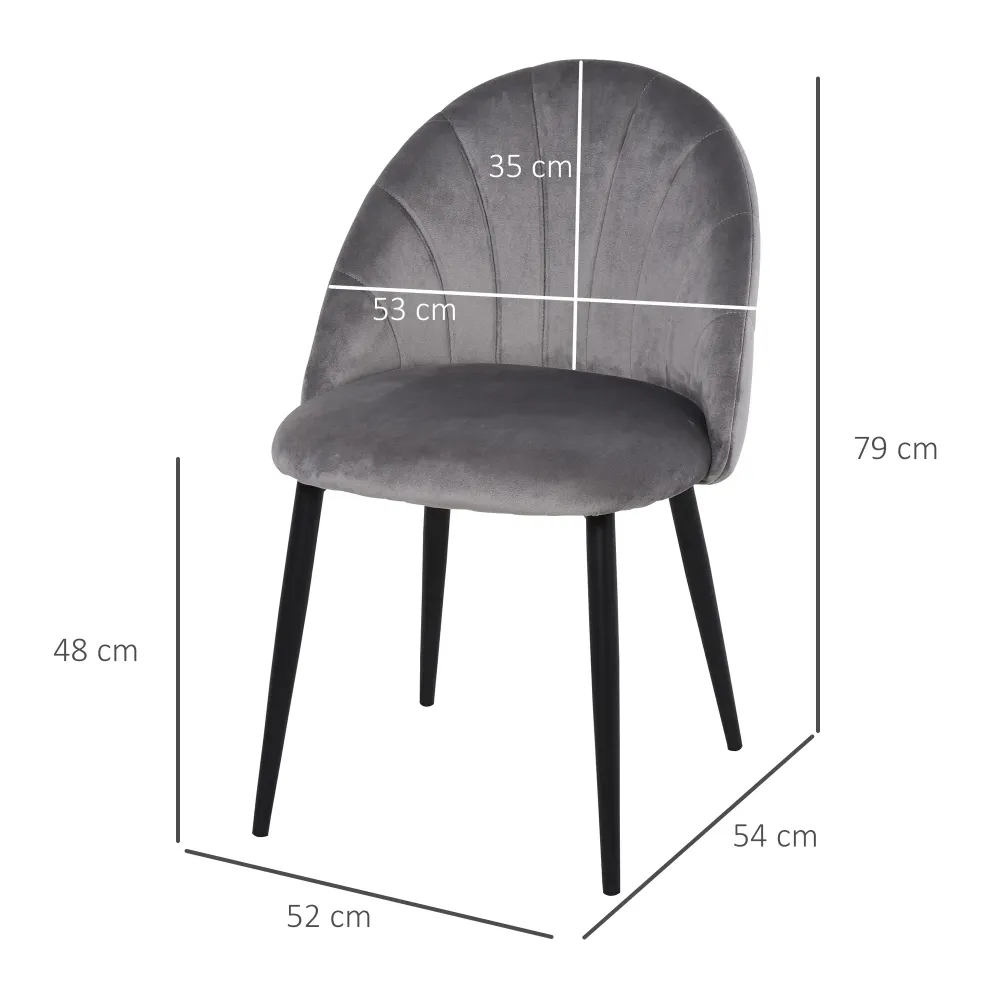 Easycomfort Set 2 Sedie Sala da Pranzo e Soggiorno Imbottite, Design Nordico ed Ergonomico Metallo e Velluto, 52x54x79 cm,...