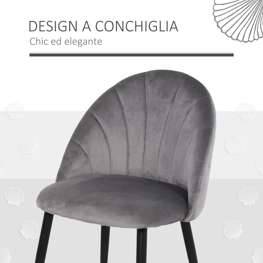 Easycomfort Set 2 Sedie Sala da Pranzo e Soggiorno Imbottite, Design Nordico ed Ergonomico Metallo e Velluto, 52x54x79 cm,...