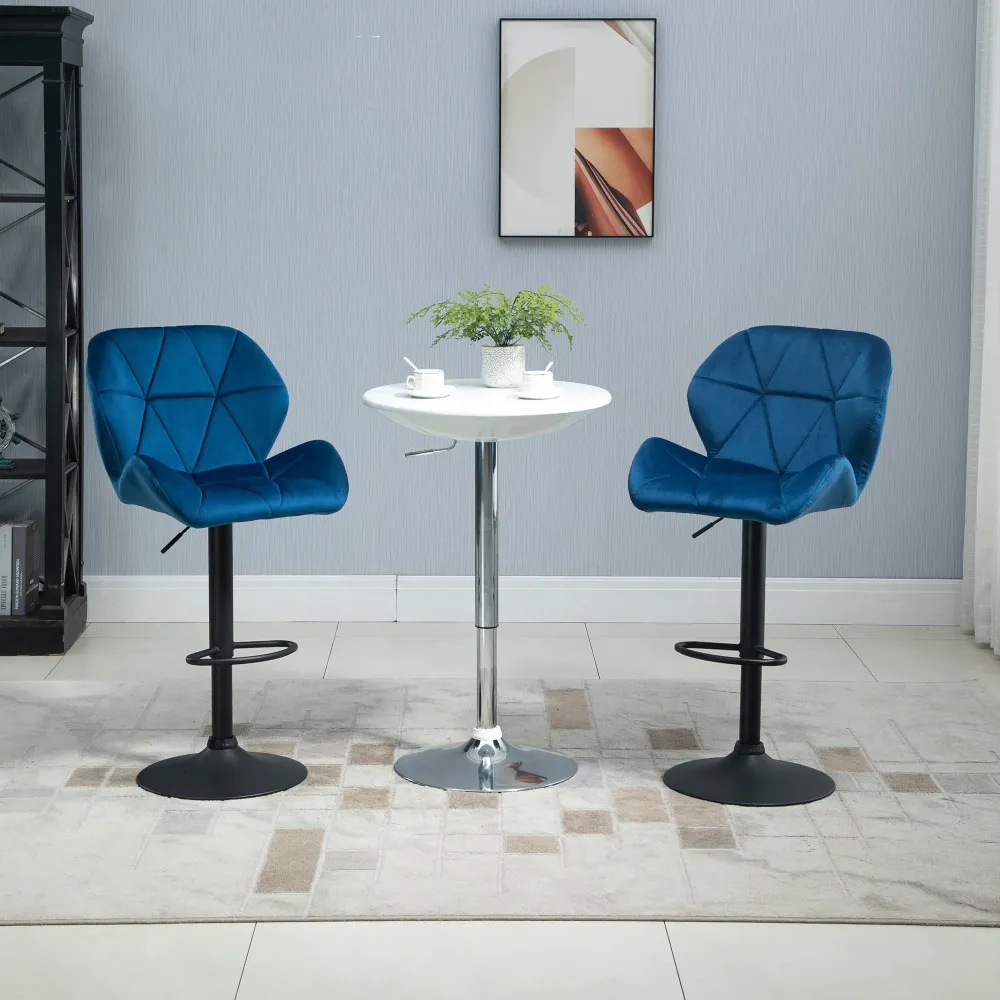 EasyComfort Set 2 Sgabelli Alti da Bar Moderno con Altezza Regolabile, seduta imbottitura con Base Rotonda da Cucina, Meta...