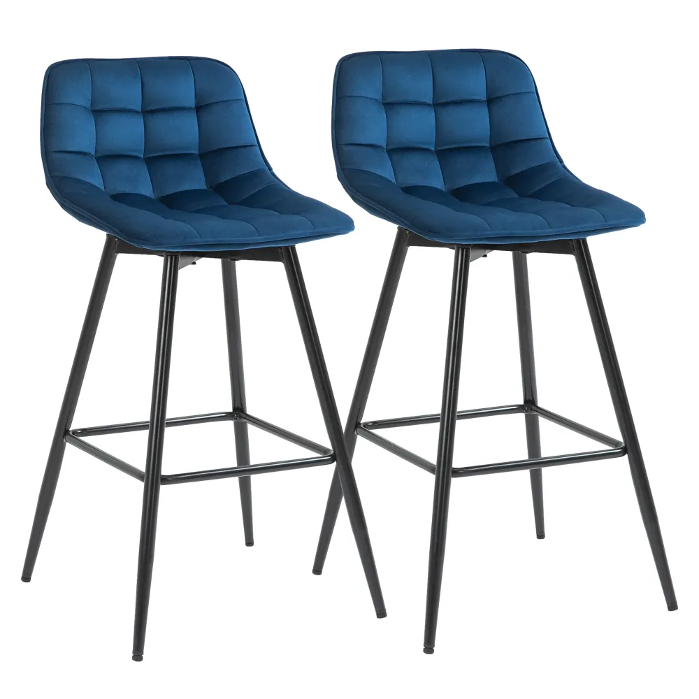 EasyComfort Set 2 Sgabelli Alti da Bar Nordico con Schienale curvato ergonomico e poggiapiedi, Sedie Imbottite per Salotto...