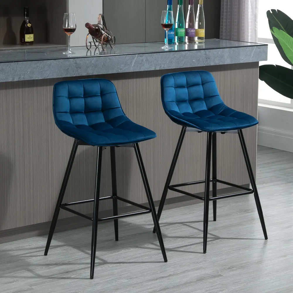 EasyComfort Set 2 Sgabelli Alti da Bar Nordico con Schienale curvato ergonomico e poggiapiedi, Sedie Imbottite per Salotto...