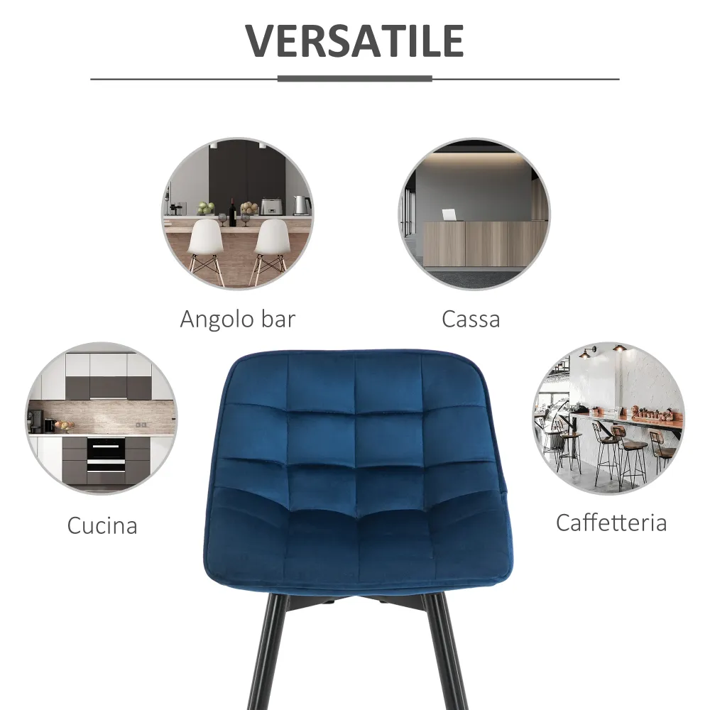 EasyComfort Set 2 Sgabelli Alti da Bar Nordico con Schienale curvato ergonomico e poggiapiedi, Sedie Imbottite per Salotto...