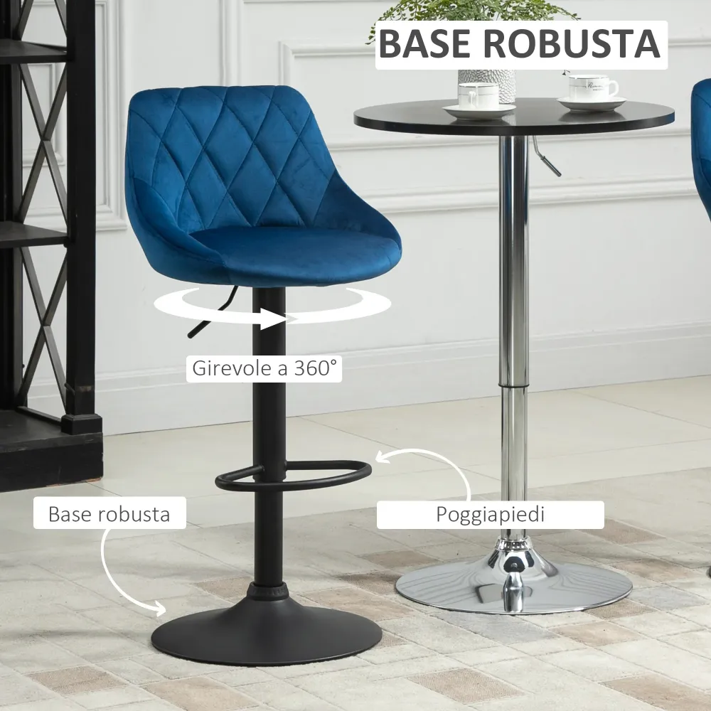 EasyComfort Set 2 Sgabelli Alti da Cucina e bar Moderno con Schienale e Poggiapiedi, Seduta girevole e regolabile, 46x48x8...