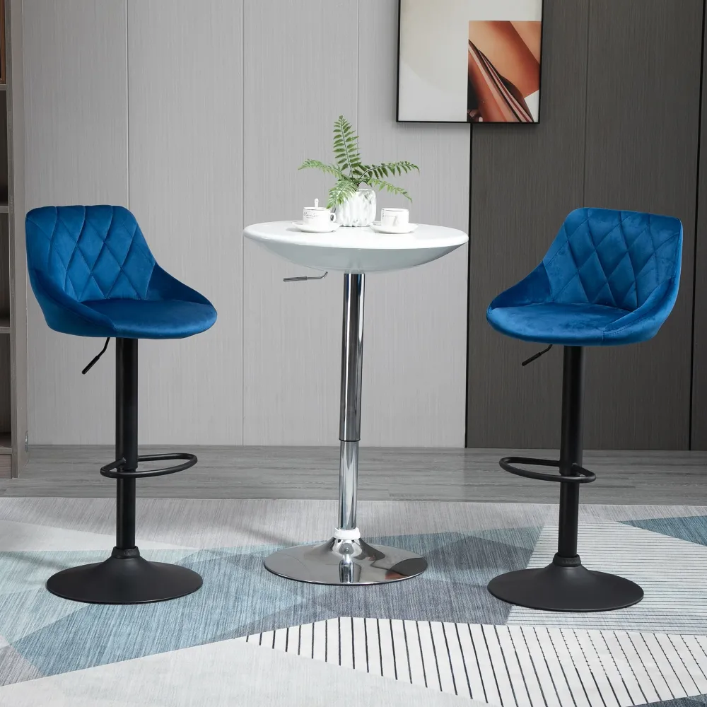 EasyComfort Set 2 Sgabelli Alti da Cucina e bar Moderno con Schienale e Poggiapiedi, Seduta girevole e regolabile, 46x48x8...