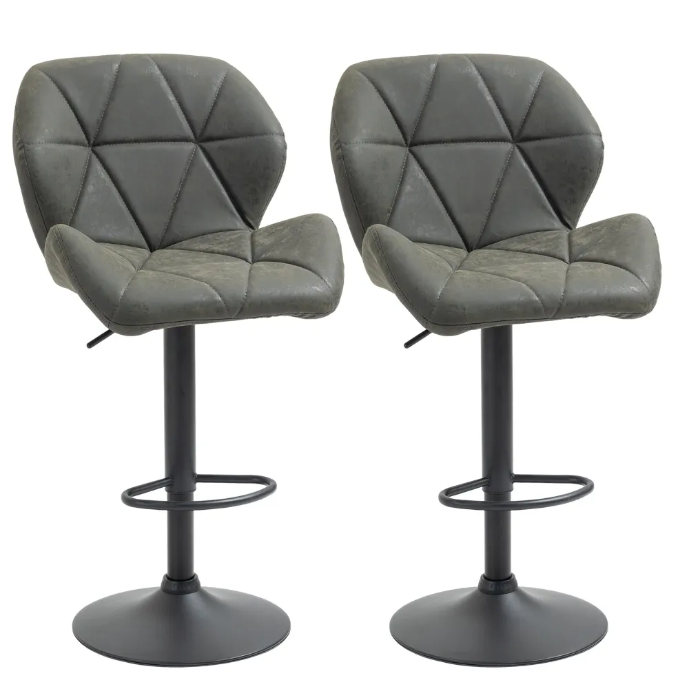 EasyComfort Set 2 Sgabelli Alti da Cucina Moderni con Schienale e Poggiapiedi, da Bar di Design con Base Rotonda, Similpel...