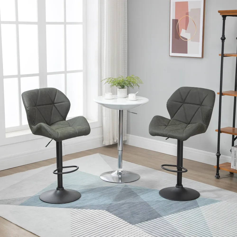EasyComfort Set 2 Sgabelli Alti da Cucina Moderni con Schienale e Poggiapiedi, da Bar di Design con Base Rotonda, Similpel...
