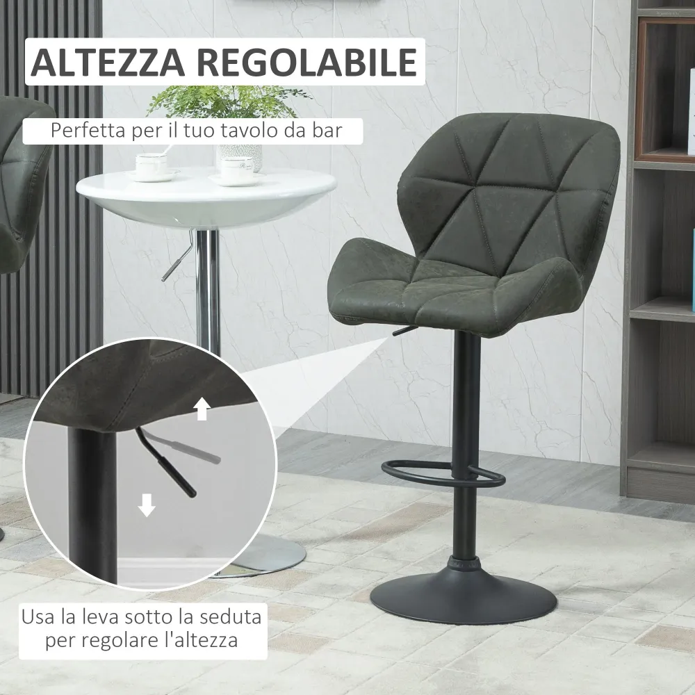 EasyComfort Set 2 Sgabelli Alti da Cucina Moderni con Schienale e Poggiapiedi, da Bar di Design con Base Rotonda, Similpel...