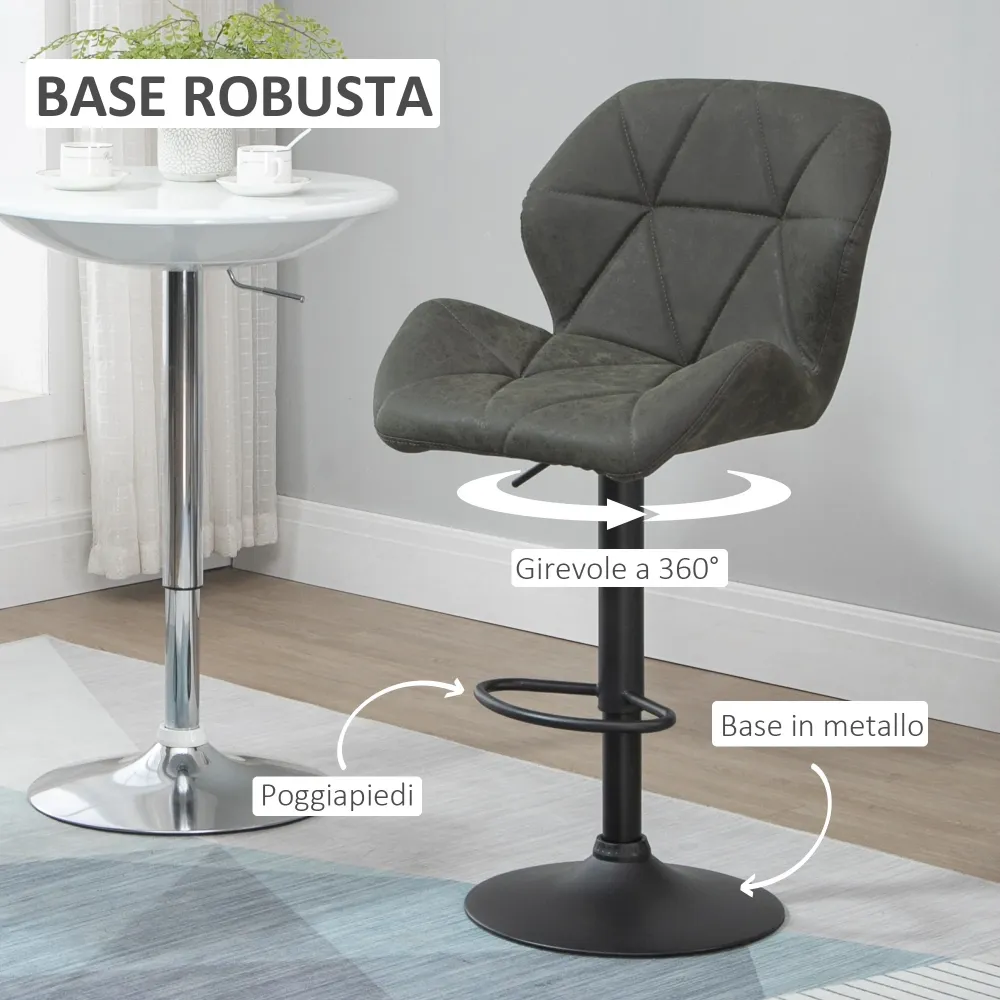 EasyComfort Set 2 Sgabelli Alti da Cucina Moderni con Schienale e Poggiapiedi, da Bar di Design con Base Rotonda, Similpel...