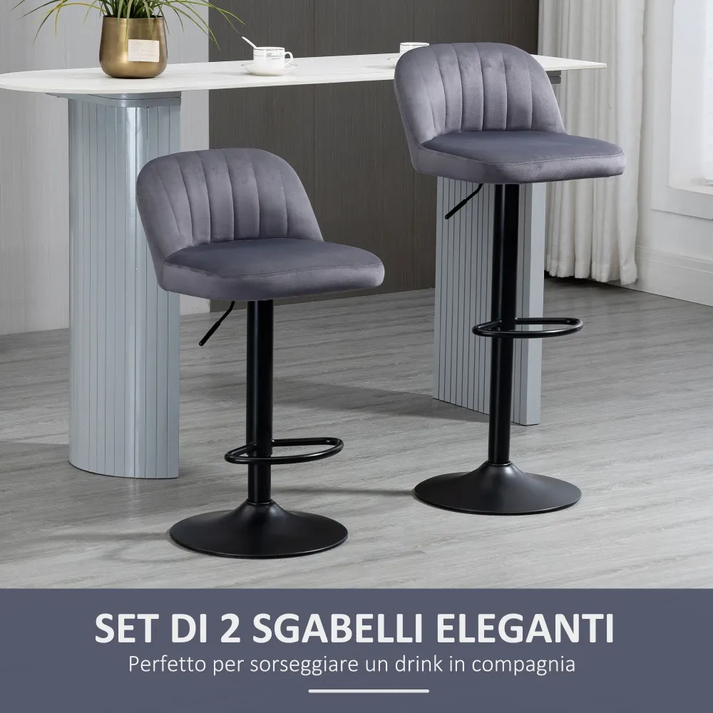 EasyComfort Set 2 Sgabelli Alti da cucina Moderno con Schienale e Poggiapiedi, Girevoli con Altezza Regolabile, imbottitur...