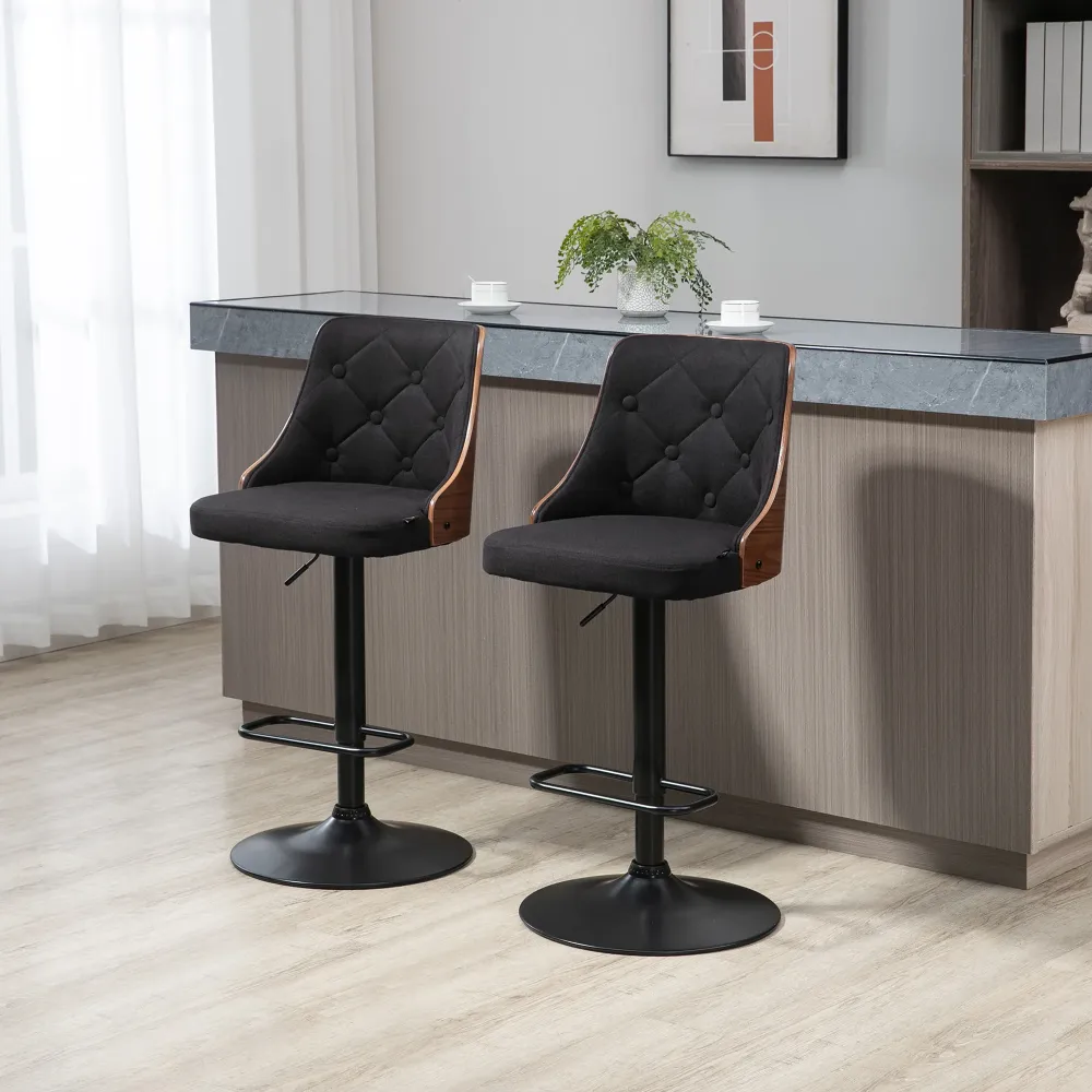 EasyComfort Set 2 Sgabelli Alti Girevoli da Cucina e Bar, Moderni ad Altezza Regolabile Tessuto Traspirante, 47.5x50x93.5-...